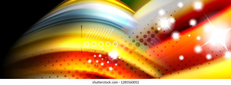Rainbow color fluid wave lines flow poster. Wave vector Liquid shapes design