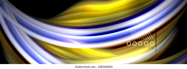 Rainbow color fluid wave lines flow poster. Wave vector Liquid shapes design