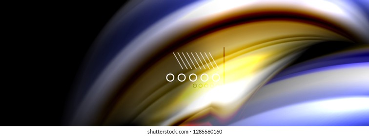 Afiche del flujo de las líneas de oleaje de color arcoiris. Vector de onda Diseño de formas líquidas