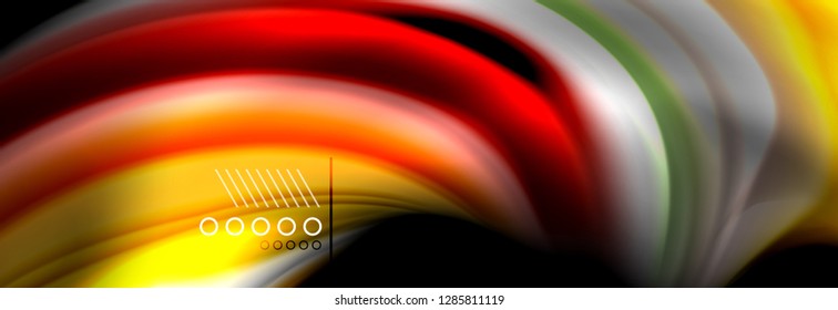 Rainbow color fluid wave lines flow poster. Wave vector Liquid shapes design