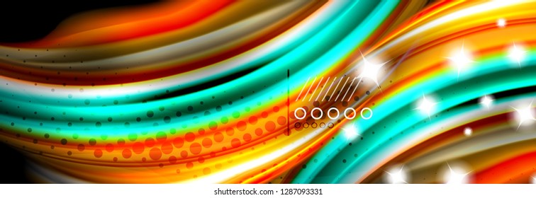 Rainbow color fluid wave lines flow poster. Wave vector Liquid shapes design
