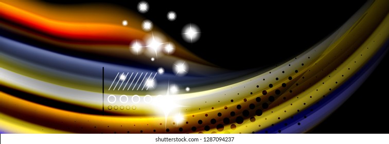 Rainbow color fluid wave lines flow poster. Wave vector Liquid shapes design