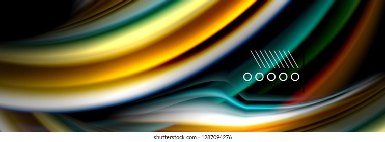 Rainbow color fluid wave lines flow poster. Wave vector Liquid shapes design