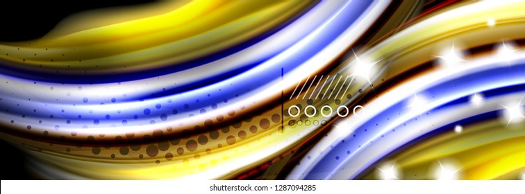 Rainbow color fluid wave lines flow poster. Wave vector Liquid shapes design