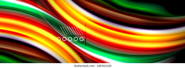 Rainbow color fluid wave lines flow poster. Wave vector Liquid shapes design