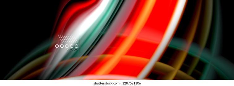 Rainbow color fluid wave lines flow poster. Wave vector Liquid shapes design