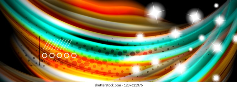 Rainbow color fluid wave lines flow poster. Wave vector Liquid shapes design