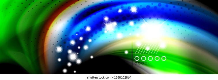 Rainbow color fluid wave lines flow poster. Wave vector Liquid shapes design