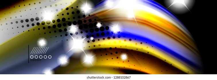 Rainbow color fluid wave lines flow poster. Wave vector Liquid shapes design