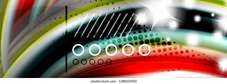 Rainbow color fluid wave lines flow poster. Wave vector Liquid shapes design