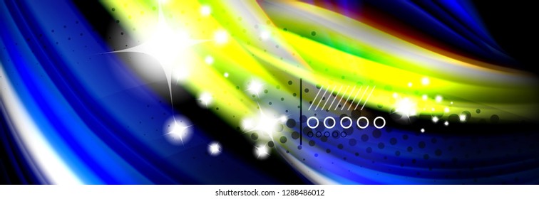 Rainbow color fluid wave lines flow poster. Wave vector Liquid shapes design