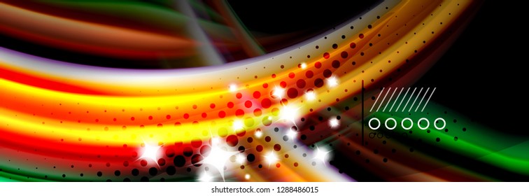 Rainbow color fluid wave lines flow poster. Wave vector Liquid shapes design