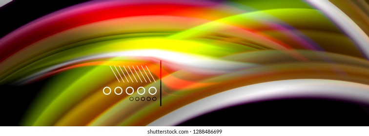 Rainbow color fluid wave lines flow poster. Wave vector Liquid shapes design