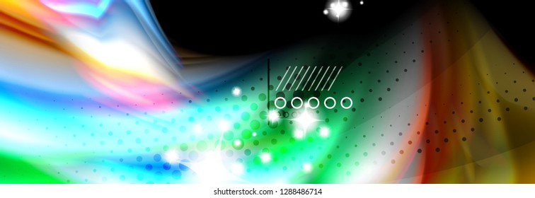 Rainbow color fluid wave lines flow poster. Wave vector Liquid shapes design