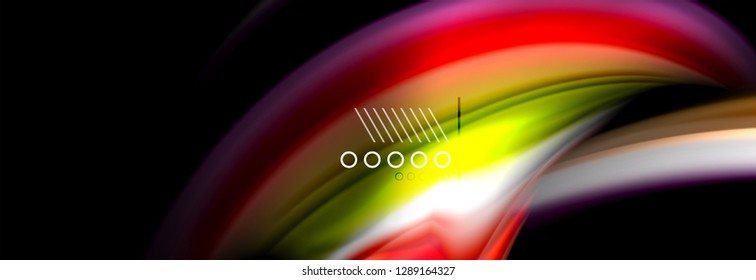 Rainbow color fluid wave lines flow poster. Wave vector Liquid shapes design