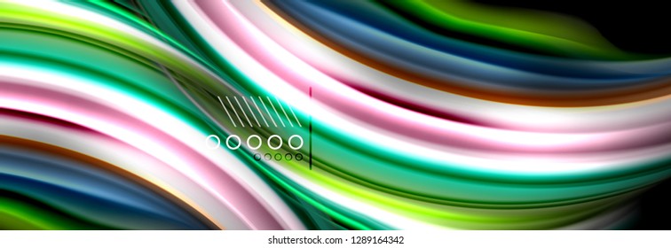 Rainbow color fluid wave lines flow poster. Wave vector Liquid shapes design