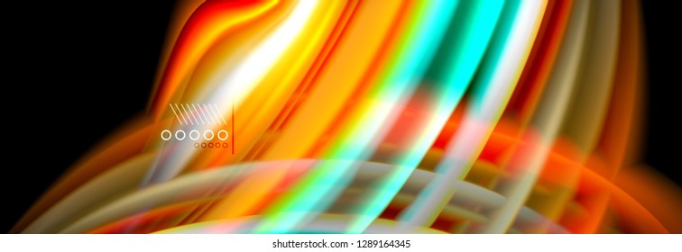 Rainbow color fluid wave lines flow poster. Wave vector Liquid shapes design