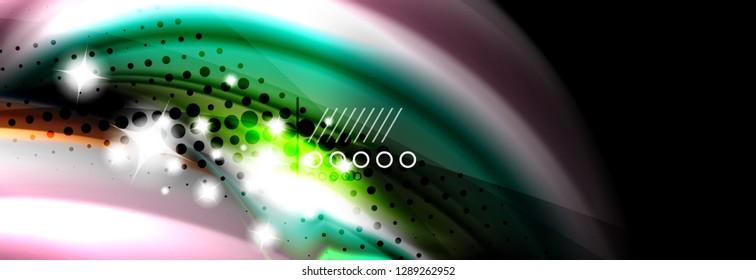 Rainbow color fluid wave lines flow poster. Wave vector Liquid shapes design