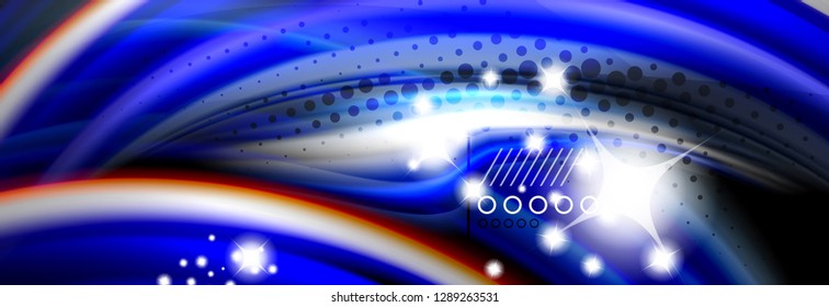 Rainbow color fluid wave lines flow poster. Wave vector Liquid shapes design