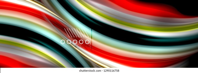 Rainbow color fluid wave lines flow poster. Wave vector Liquid shapes design