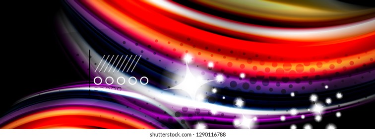Rainbow color fluid wave lines flow poster. Wave vector Liquid shapes design