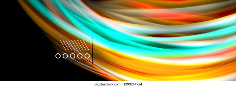 Rainbow color fluid wave lines flow poster. Wave vector Liquid shapes design