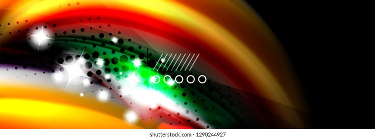 Rainbow color fluid wave lines flow poster. Wave vector Liquid shapes design