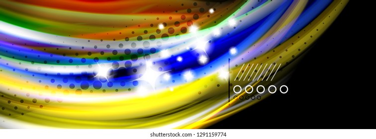 Rainbow color fluid wave lines flow poster. Wave vector Liquid shapes design