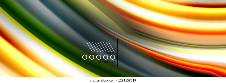 Afiche del flujo de las líneas de oleaje de color arcoiris. Vector de onda Diseño de formas líquidas