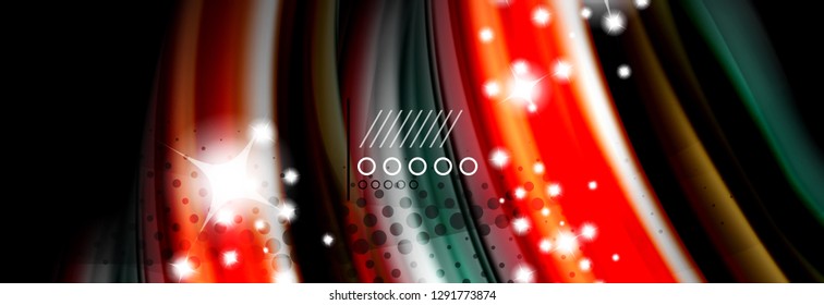Rainbow color fluid wave lines flow poster. Wave vector Liquid shapes design