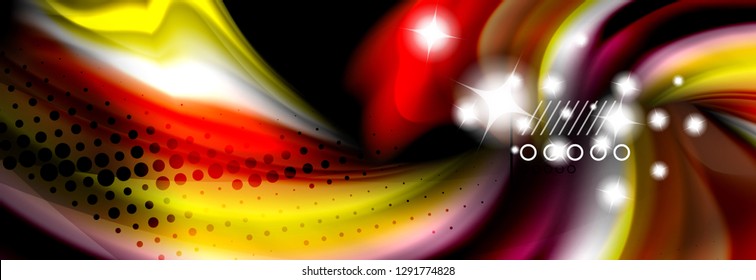 Rainbow color fluid wave lines flow poster. Wave vector Liquid shapes design