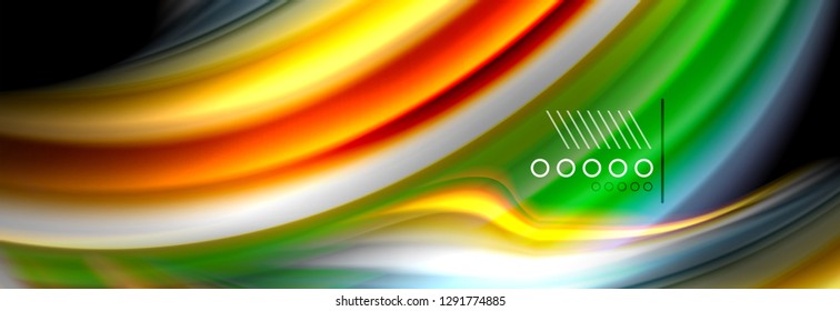 Rainbow color fluid wave lines flow poster. Wave vector Liquid shapes design