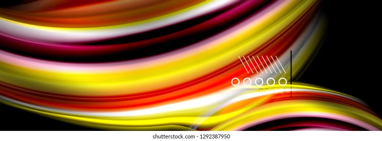 Rainbow color fluid wave lines flow poster. Wave vector Liquid shapes design