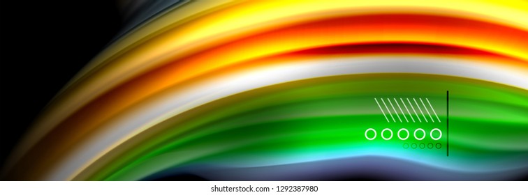 Rainbow color fluid wave lines flow poster. Wave vector Liquid shapes design