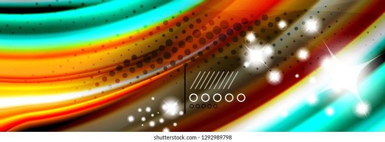 Rainbow color fluid wave lines flow poster. Wave vector Liquid shapes design