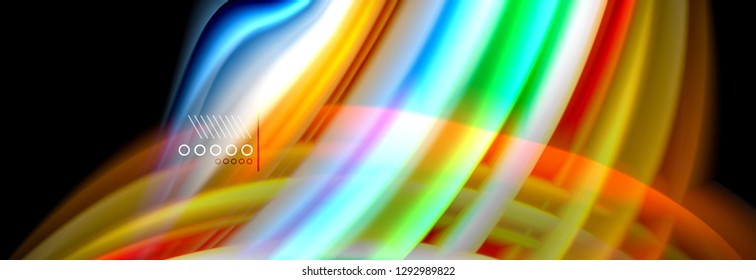 Rainbow color fluid wave lines flow poster. Wave vector Liquid shapes design