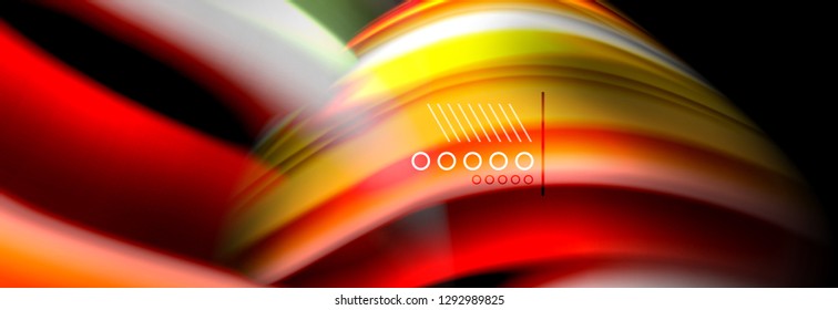 Afiche del flujo de las líneas de oleaje de color arcoiris. Vector de onda Diseño de formas líquidas
