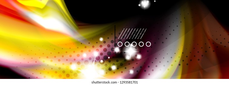 Rainbow color fluid wave lines flow poster. Wave vector Liquid shapes design