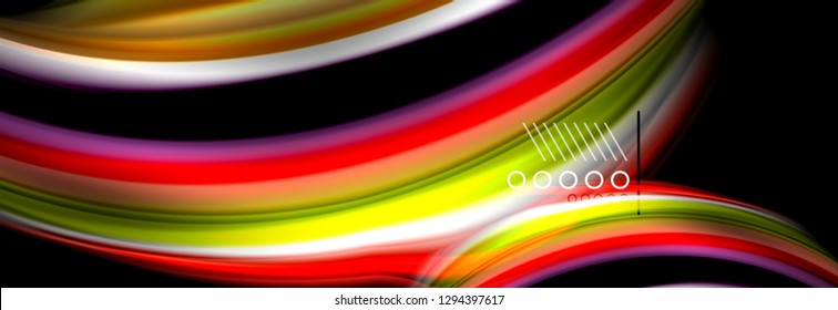 Rainbow color fluid wave lines flow poster. Wave vector Liquid shapes design