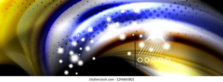 Rainbow color fluid wave lines flow poster. Wave vector Liquid shapes design