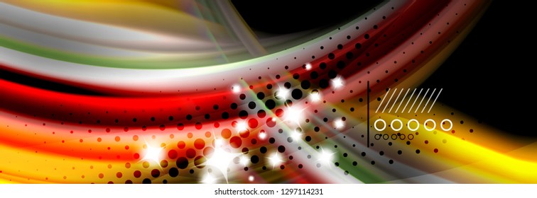 Rainbow color fluid wave lines flow poster. Wave vector Liquid shapes design