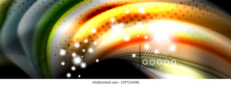 Rainbow color fluid wave lines flow poster. Wave vector Liquid shapes design
