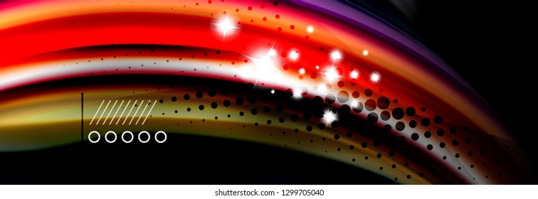 Rainbow color fluid wave lines flow poster. Wave vector Liquid shapes design