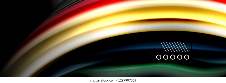 Rainbow color fluid wave lines flow poster. Wave vector Liquid shapes design