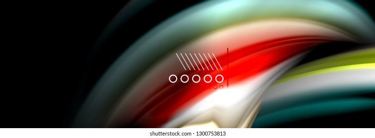 Afiche del flujo de las líneas de oleaje de color arcoiris. Vector de onda Diseño de formas líquidas