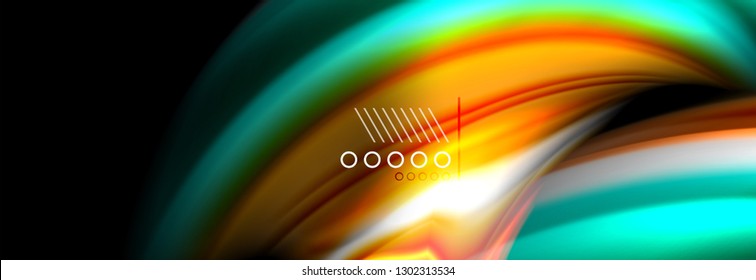 Rainbow color fluid wave lines flow poster. Wave vector Liquid shapes design