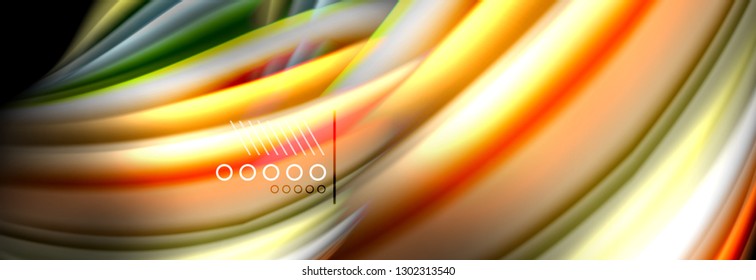 Rainbow color fluid wave lines flow poster. Wave vector Liquid shapes design