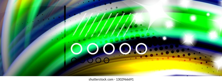 Rainbow color fluid wave lines flow poster. Wave vector Liquid shapes design