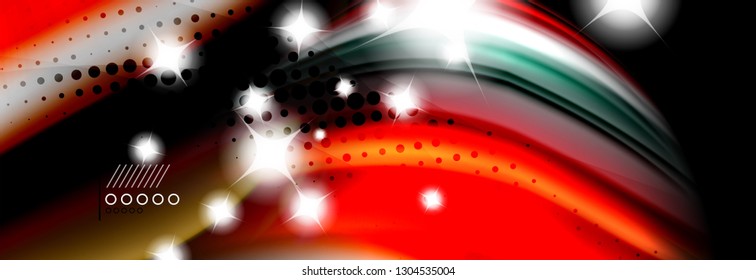 Rainbow color fluid wave lines flow poster. Wave vector Liquid shapes design