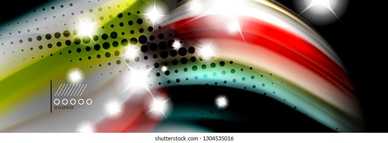 Rainbow color fluid wave lines flow poster. Wave vector Liquid shapes design